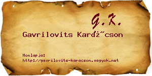 Gavrilovits Karácson névjegykártya